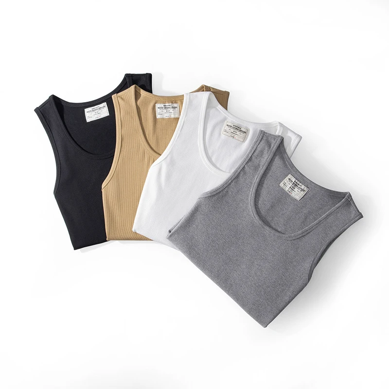 280G High Quality Summer Fashion Men Solid Color Sleeveless Vest Teens Gym Exercise Breathable Daily Casual Tops Waistcoats Male
