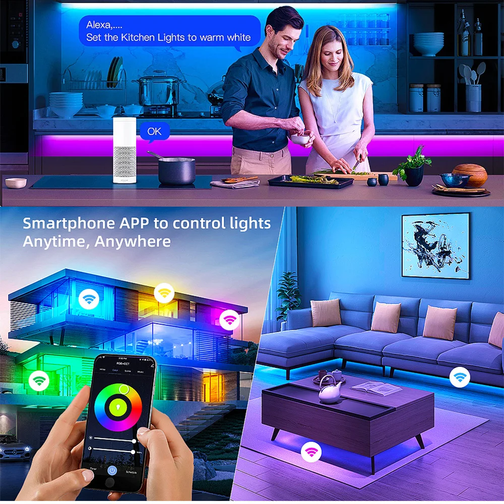 Imagem -04 - Tuya Inteligente Led Strip Controller Canais dc 12v 24v dc 12v 24v Rgb Rgbw Rgbcct Tira Conduzida 2.4g rf Remoto Google Alexa Controle por Voz