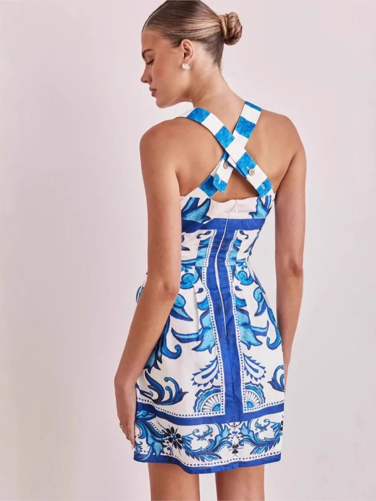 Estate Cover Up Costume da bagno donna Spaghetti Strap Robes Costume da bagno 2026 Nuovo fiore Stampa Beach Holiday Mini abiti Cover-Up