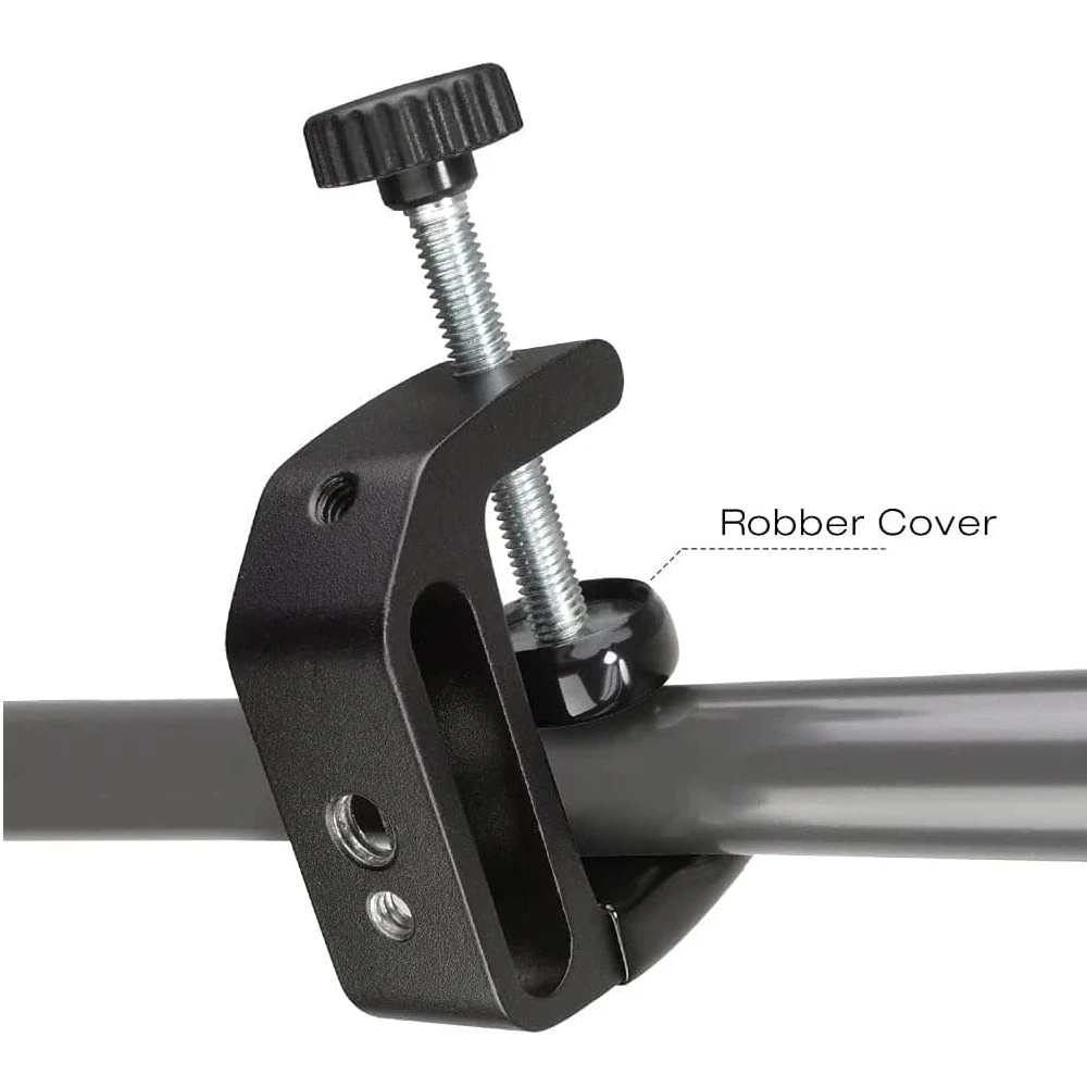 C-clamp aluminium Universal, dudukan penjepit Desktop berdiri dengan benang 1/4 "dan 3/8" hitam
