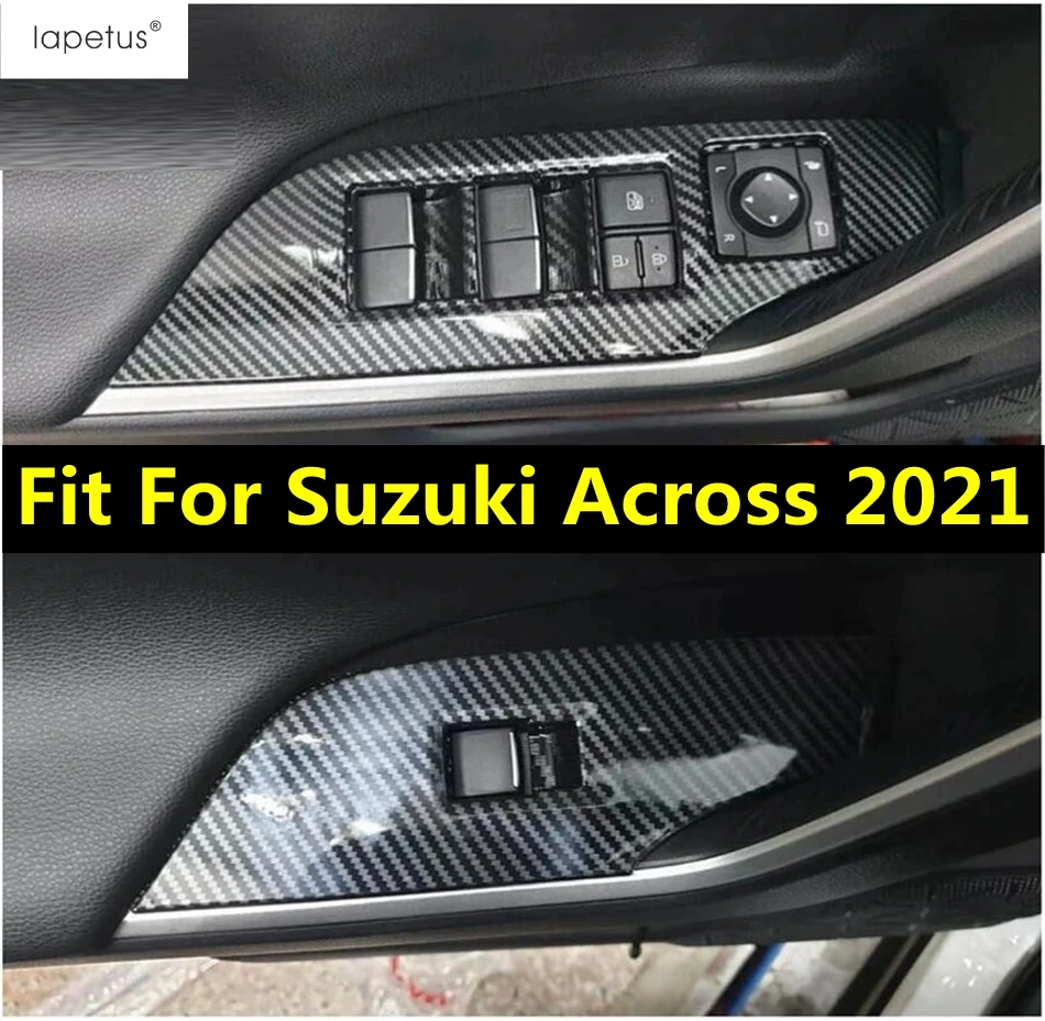 

For Suzuki Across 2021 Accessories Inner Armrest Window Glass Lift Switch Button Panel Cover Trim ABS Carbon Fiber Look Interior