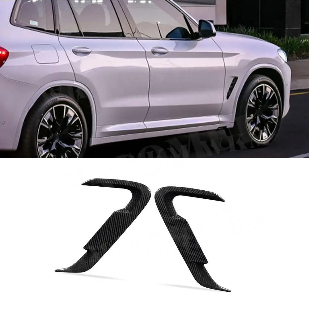 For BMW iX3 G08i 2022 2PCS Dry Carbon Front Fiber Side Wing Air Flow Fender Grille Intake Vent Covers Trim FRP Car Body Kit