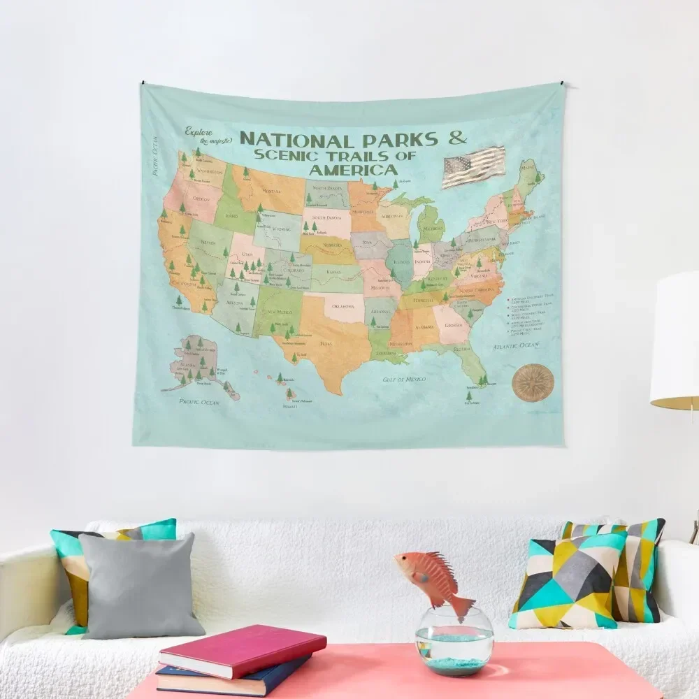 

National Parks Of America Vintage Map Tapestry Home Decorating Bedroom Deco Decoration For Home Tapestry