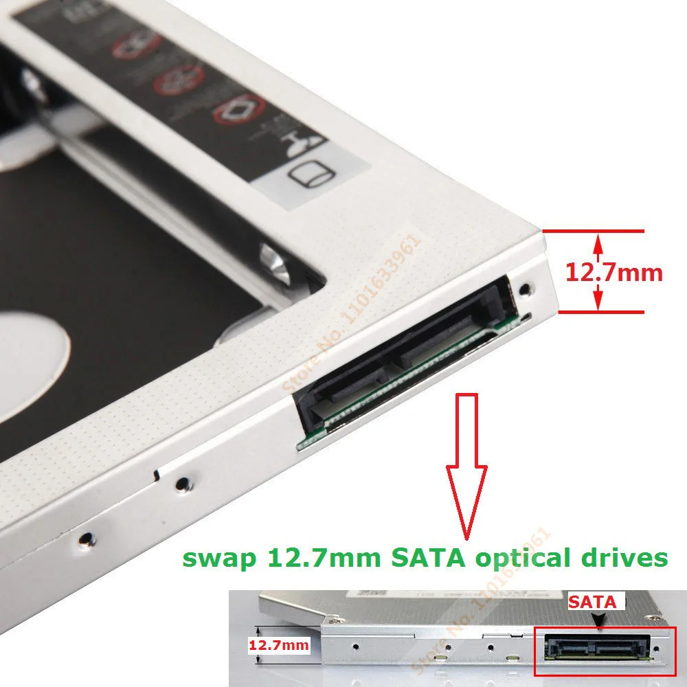 Universele 12.7mm SATA 2nd Harde Schijf HDD SSD Optische Caddy Adapter voor MSI GT60 GE60 GT70 GP70 GE70 SN-208AB SN-406 SN-506 UJ8E0