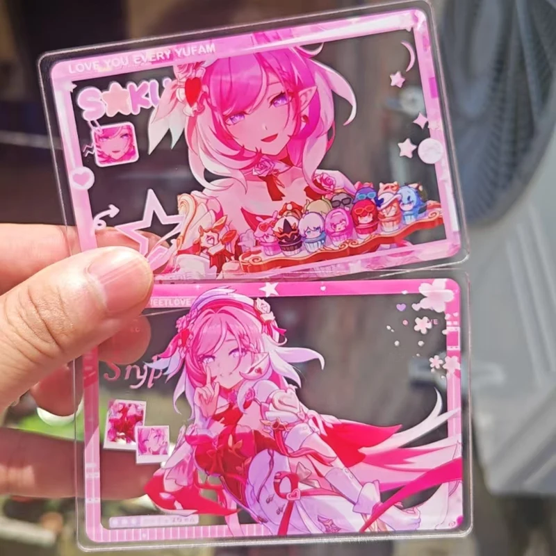 2Pcs/Lot Game  Figure Elysia Photo Transparent Card high quality Model Toys Ornaments Card Photograph Prop Gift