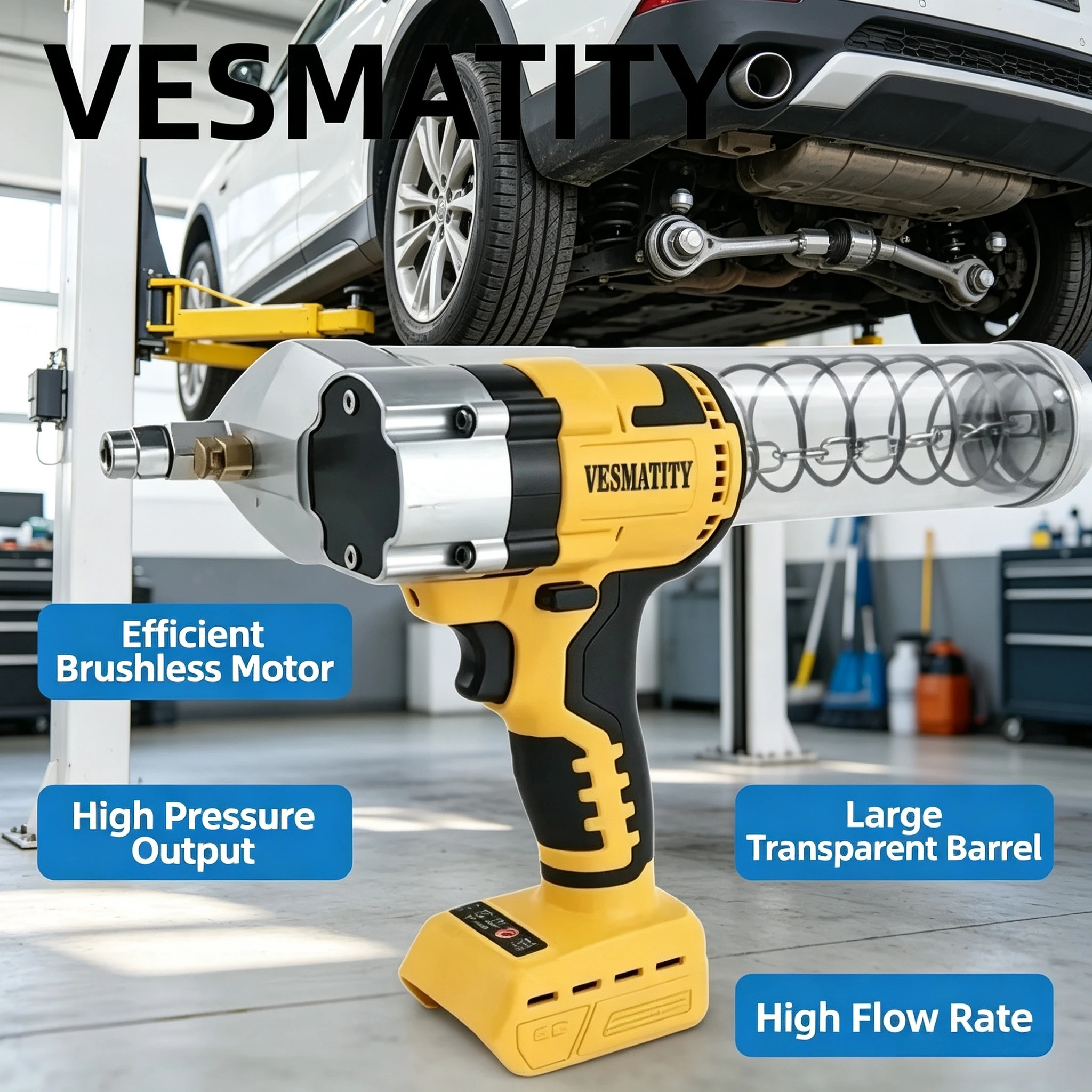 vesmatity-電動グリースガン、ブラシレスモーター搭載、ledライト付きオイル注入ツール、18v-20vバッテリー対応、pro-max-plus-hdモデル