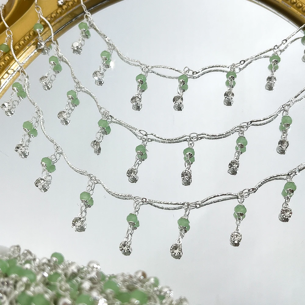 0,5 meter 1 meter groen kristalglas lantaarn kralen charme koperen ketting DIY ketting armband kralen ketting sieraden maken materialen