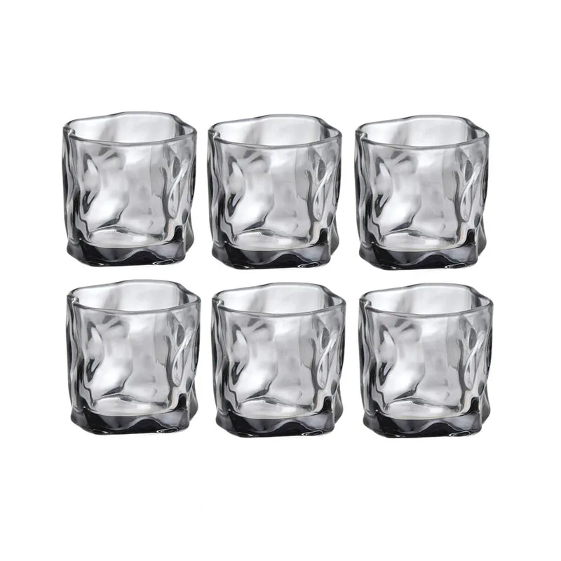 280ml 6pcs Set Grey Twist Cup Iced Latte Tea Cold Drink Cups Whiskey Glass  Suitable for Gifting To Friends Party Beverage Mug