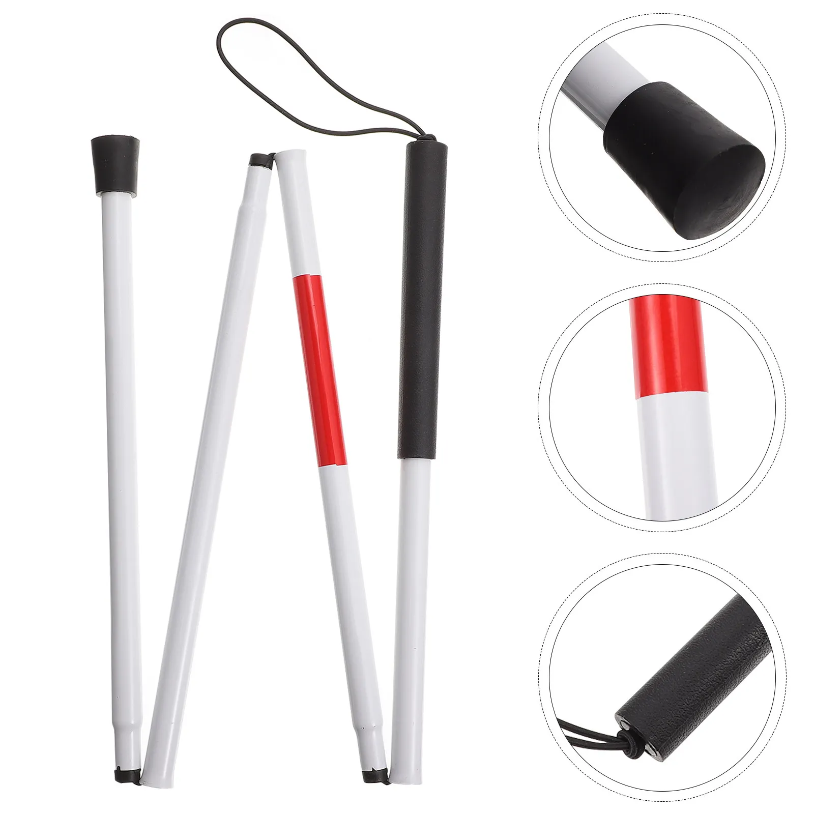1Pcs Metal Portable Fold Walking Stick Blind Person Cane Folding Aluminium Alloy Section Reflective Tape Night