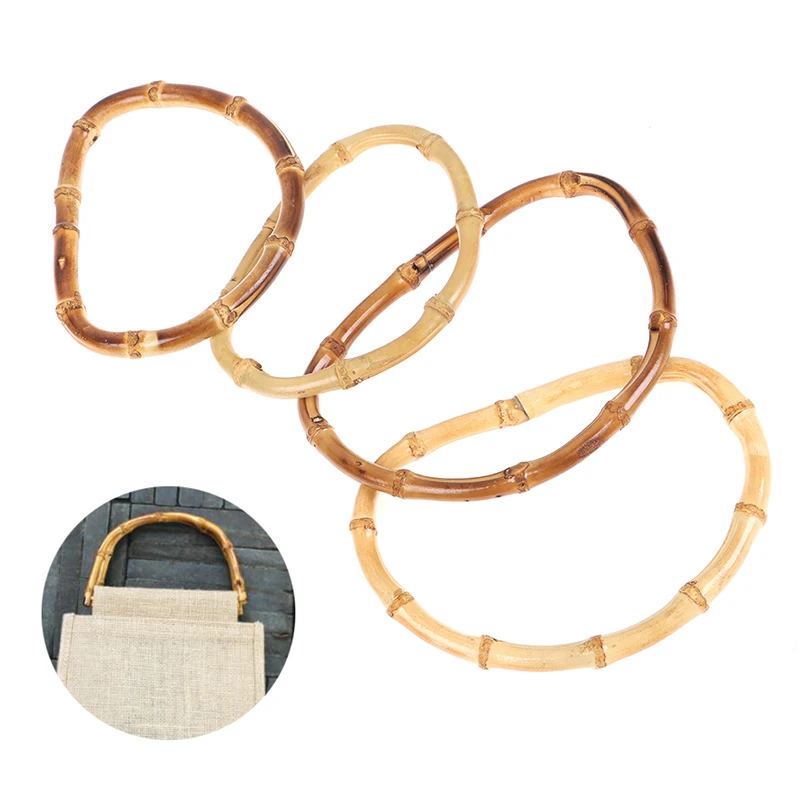 1pc Vintage Bamboo Bag Wooden Handles Replacement Diy Accessories For Women Handbags