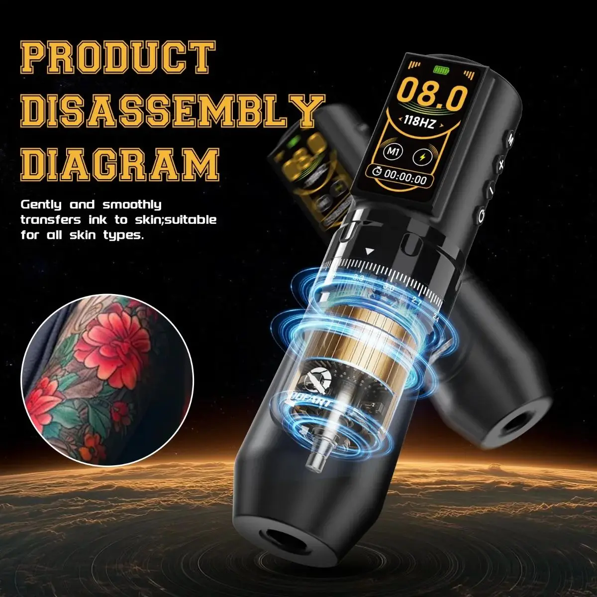 

DQFART Wireless Tattoo Machine Tattoo Kit Tattoo Pen 2400mAh Batteries for Pro Body Artist Tattoo Supplies Tattoo Accessories