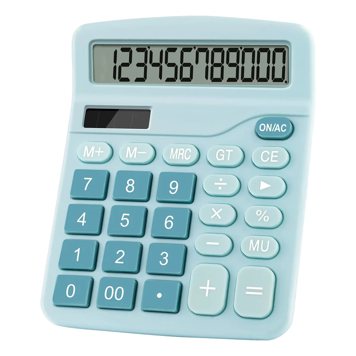 12 Digits Electronic Calculator Solar Calculator Dual Power Calculator Office Financial Basic Desk Calculator-Blue