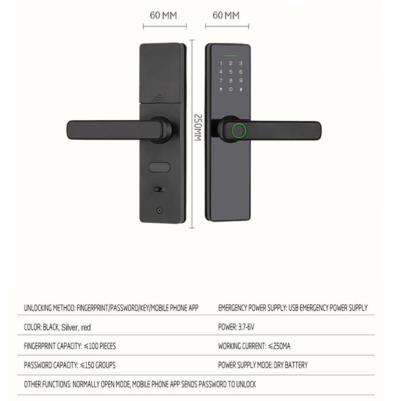 Kingku H3 TT Lock Smart Fingerprint Lock Tuya Electric Door Lock With Password RFID Passage Mode Handle APP Remote Control