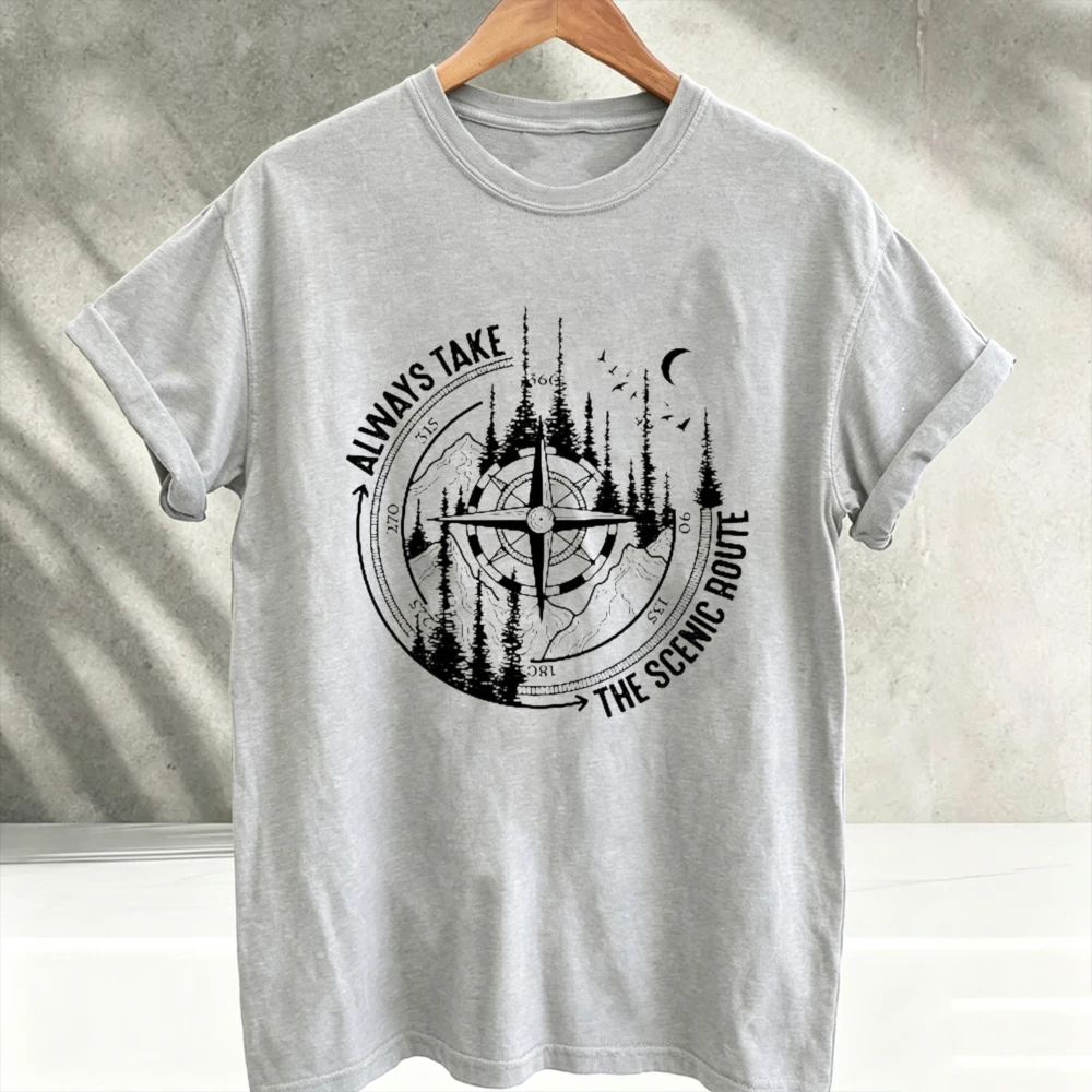 Outdoor Adventure Quotes Short - Camiseta com estampa de floresta e