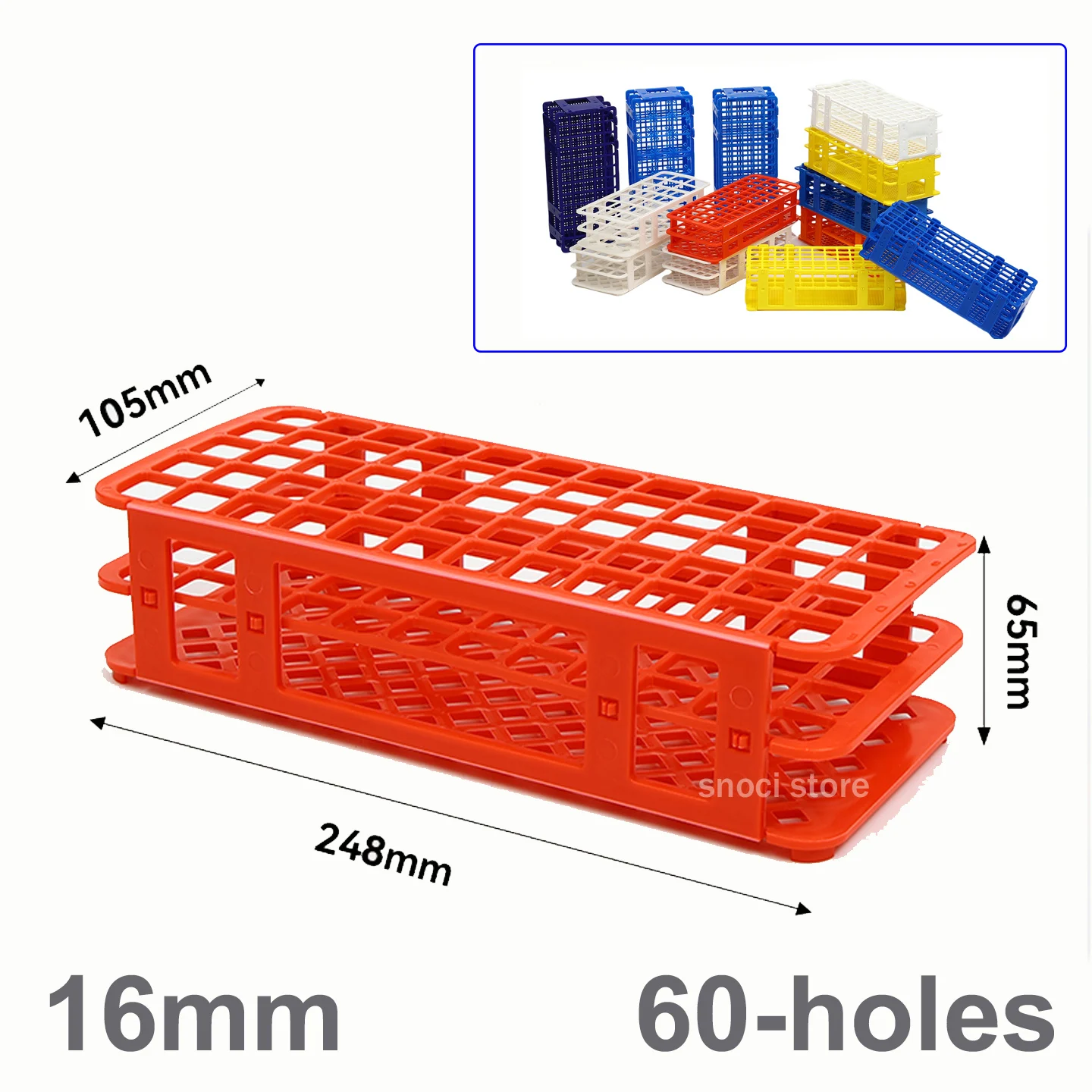 Plastic Test Tube Stand Bracket Rack for 16mm Test Tubes 60 Hole Positions Three Deck Test Tube Holder 1 Piece