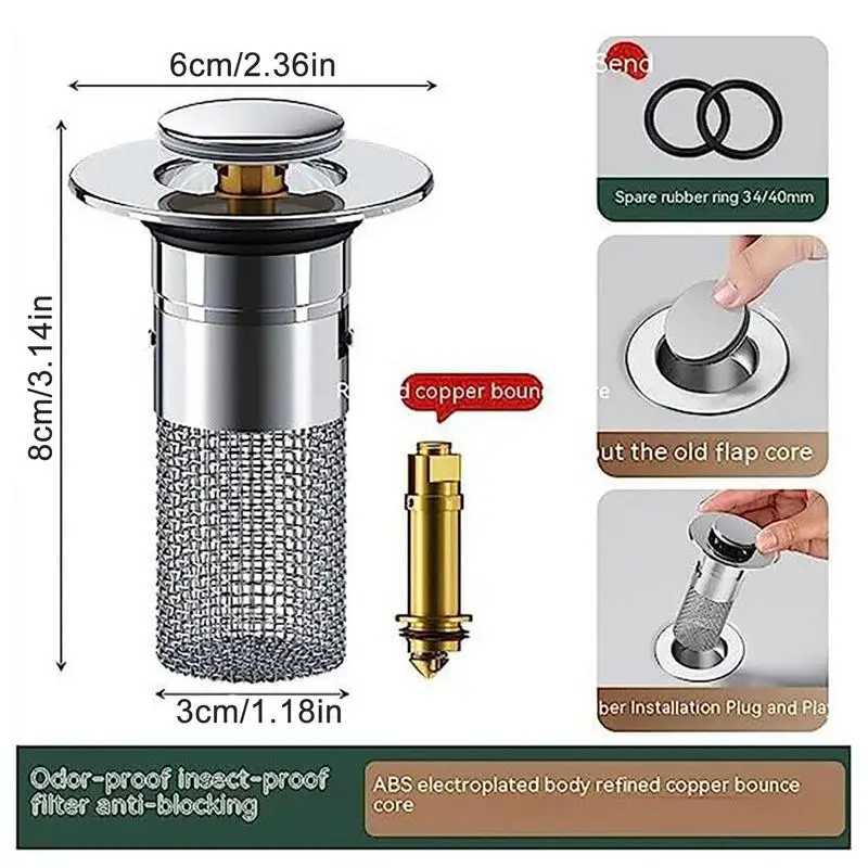 Gootsteen Afvoert Filter Badkamer Pop-Up Gootsteen Filter Plug Stopper Wastafel Haar Vanger Gootsteen Zeef Stopper Keukengootsteen Accessoire