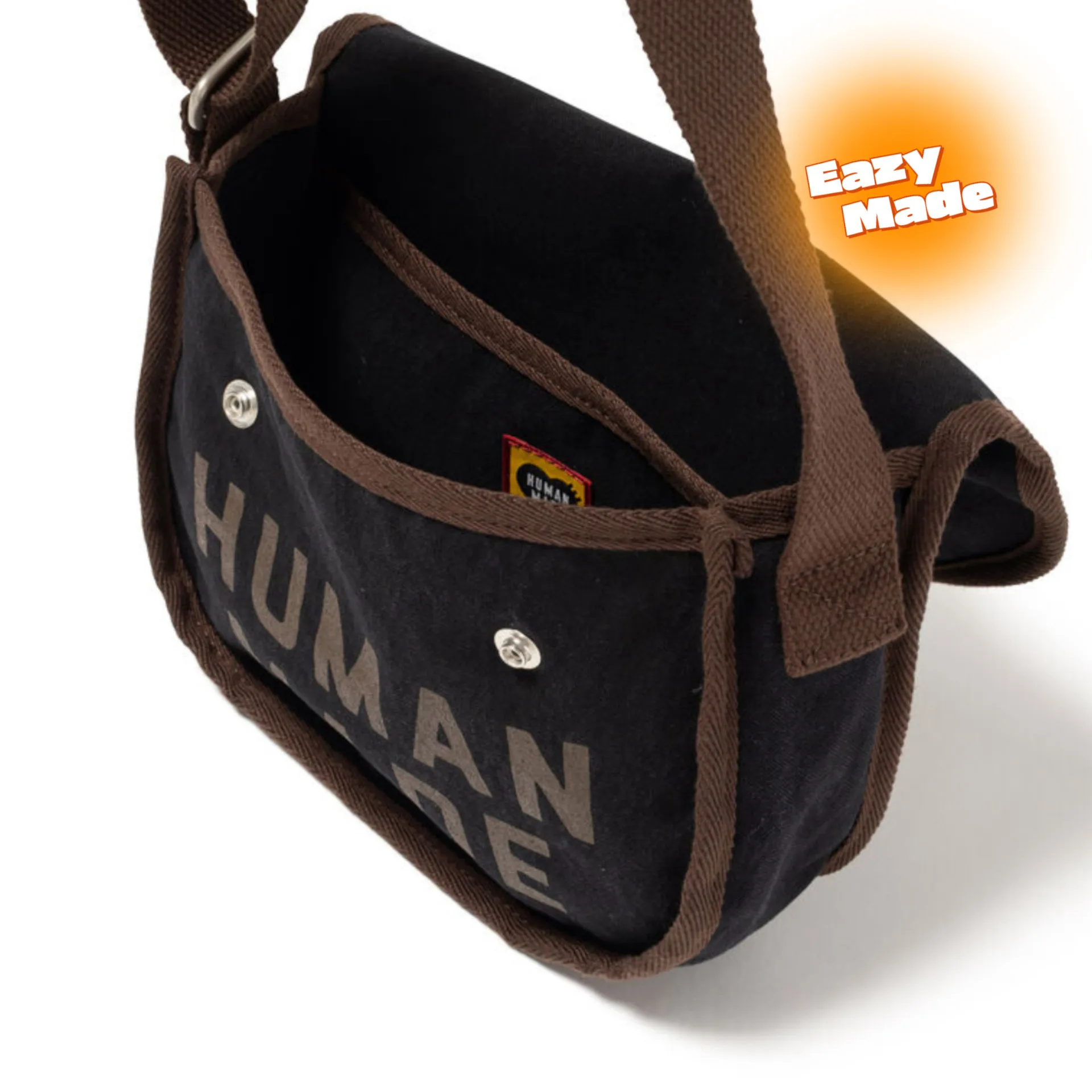 2026 Human Made Military Shoulder Bag Small Nylon Flap Heart Snap Crossbody