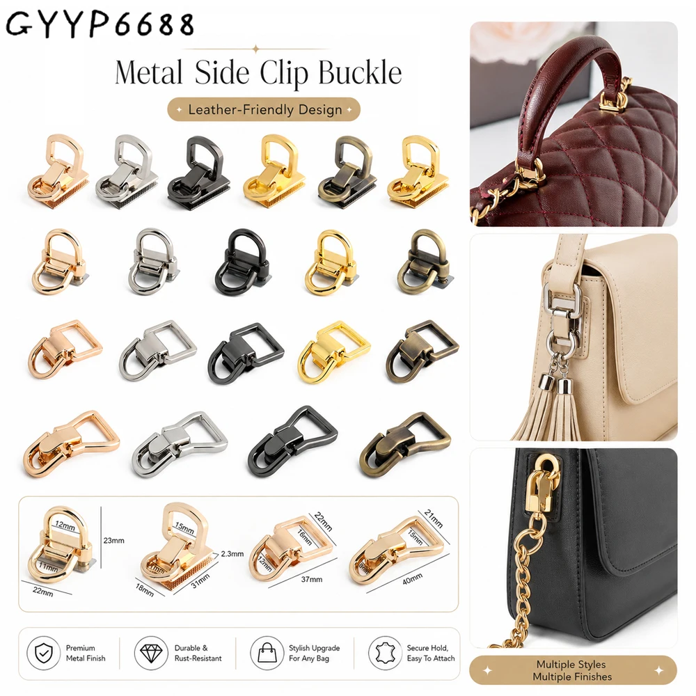 10/30/100PCS Swivel D-ring Metal Side Clip Buckle Bag Strap Handbag Chain Decor Hook Luggage Screw Clasp Hardware Accessories