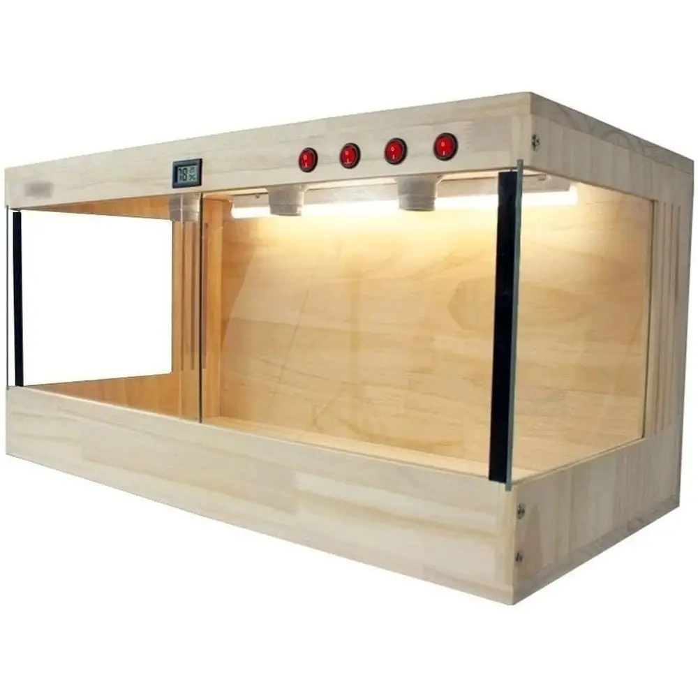 

Вольер из новозеландской сосны для рептилий: панорамное стекло, деревянный домик для черепах, ящериц и гекконов