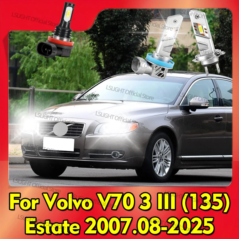 

2/6x 6000K Лампы для фар и противотуманных фар для Volvo V70 3 III (135) Универсал 2008-2025, дальний и ближний свет