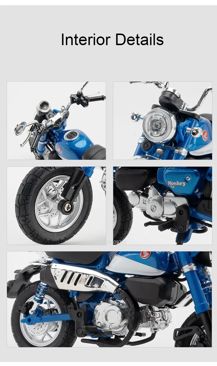 1:12 Honda Monkey JiaLing JH-70 Alloy Diecast Classic Racing Motorrad Stoßdämpfung Coole Lichtmodelle für Kindergeschenke – Detail 4