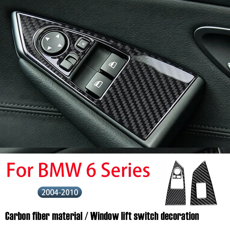 For BMW 6 Series 2004-2010 Soft Carbon Fiber Window Lift Switch Panel Decorative Stickers - Interior Protection Accessories