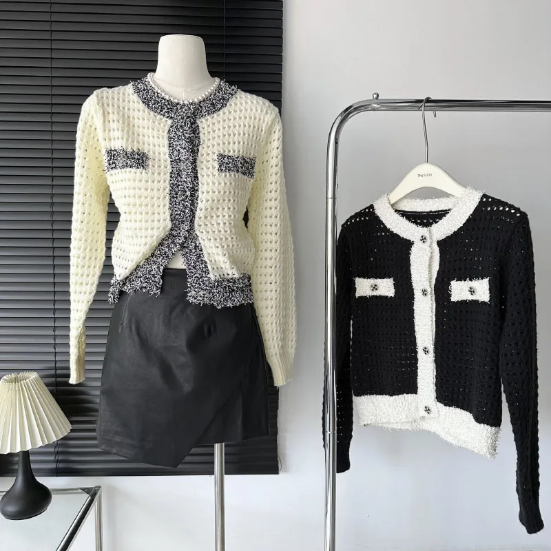 Autumn Winter Elegant Commuter Sweater For Women Sexy Aesthetic Girly Vintage Cardigan Knitted Design Women New Tops