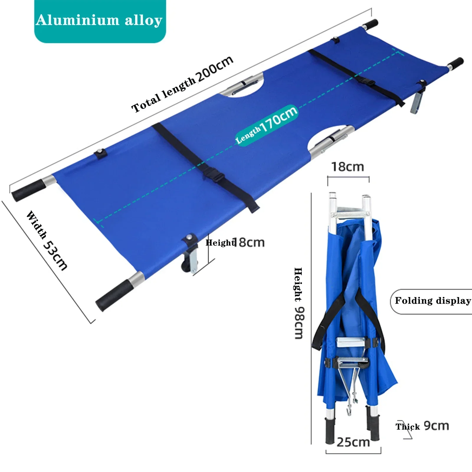 Emergency Folding Multi-functional Stretcher Transfer Bed for Stairs Mono-frame with Wheels