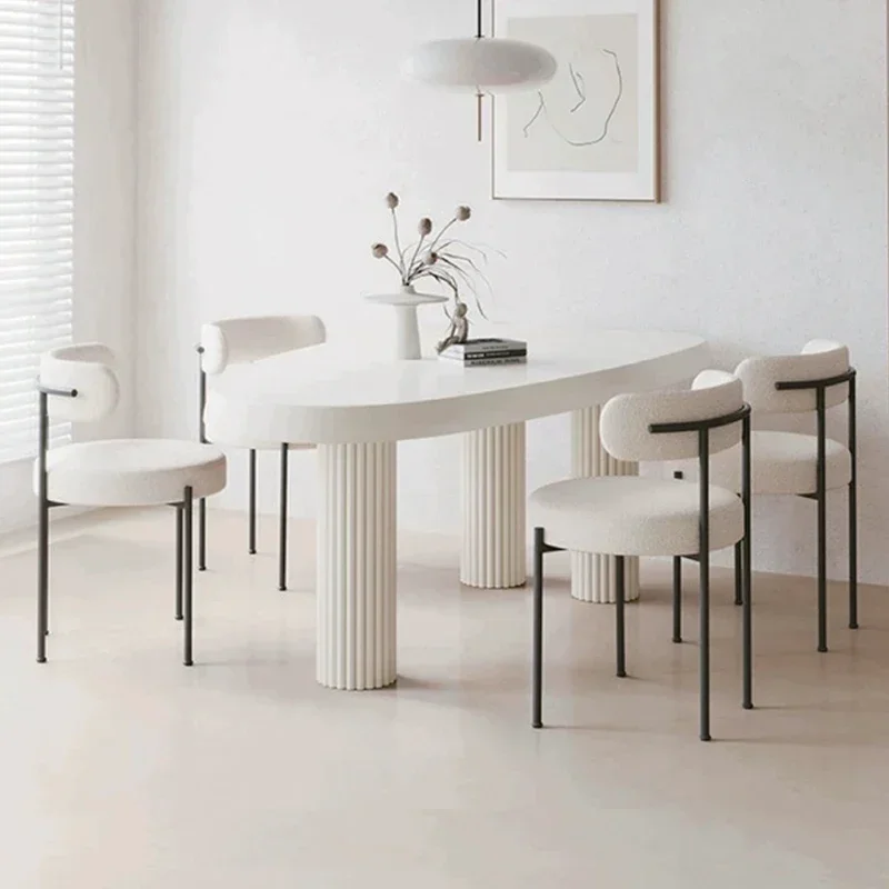 

l # New Wabi Sabi Style Dressing Chair Premium Cashmere velvet Fabric Dining Chair Home Minimalist Modern