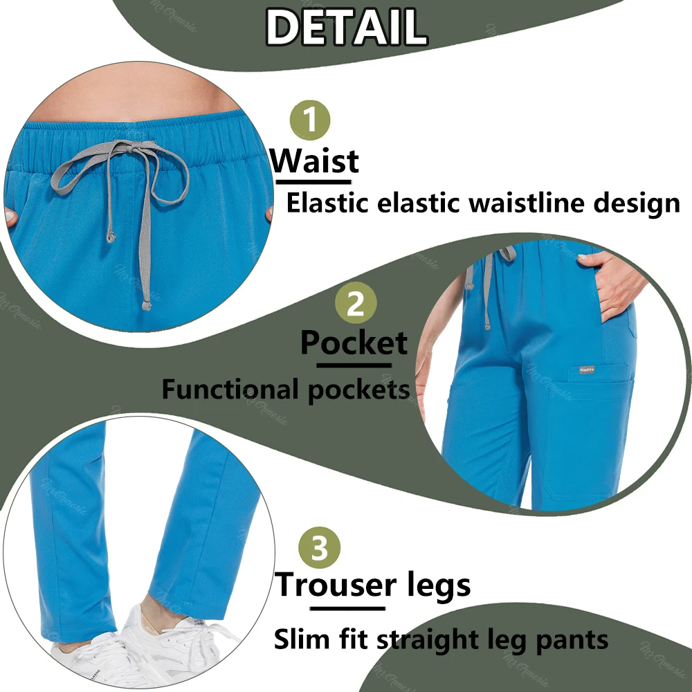 Uniformes de enfermera mujer Medical Scrubs Nurse Uniforms Beauty Top+Straight Pant Nursing Set Women Multicolor Doctor Workwear