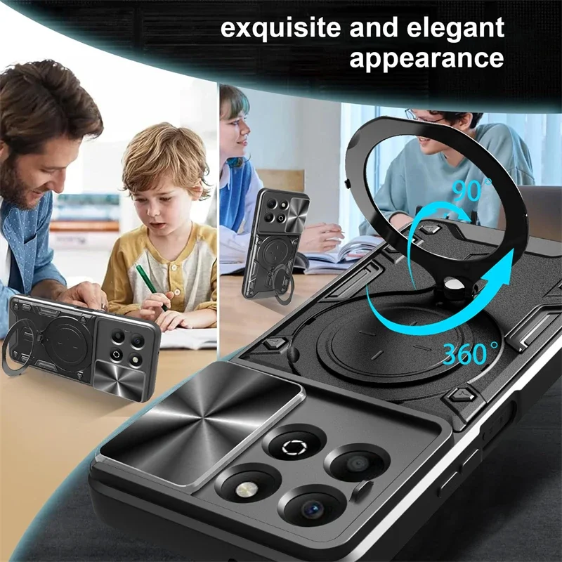 حافظة لهاتف Honor X6b 4G حافظة حلقية مغناطيسية غطاء خلفي لهاتف HonorX6b Honor Honer X6 b X 6b 4G كاميرا منزلق حماية درع Funda