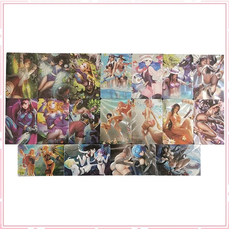 В наличии 18 шт./компл. Ashe Caitlyn D.Va Mercy Widowmaker Haruno Sakura Aerith Ayanami Rei 02 сексуальные аниме игры для девочек, коллекционные карты