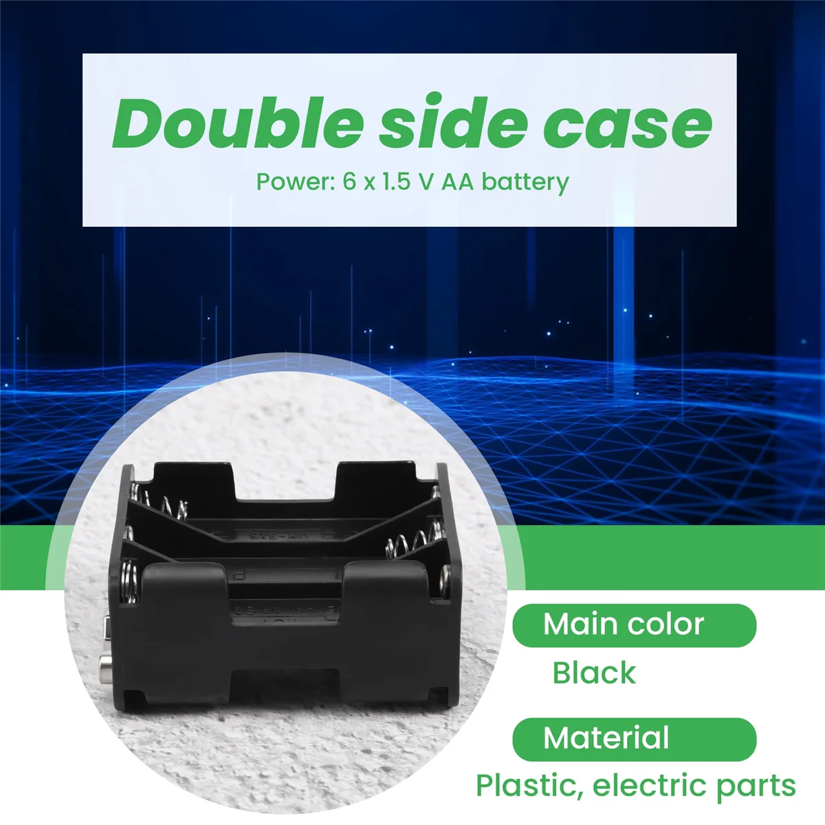 Double Side Spring 6 x 1.5 V AA Battery Holder Case Box Black