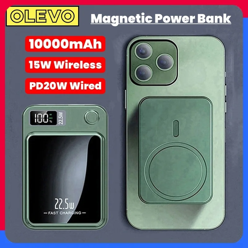 

New 10000mAh Magnetic Wireless Power Bank 22.5W Super Fast Charging Powerbank Portable Battery For Magsafe iPhone Xiaomi Samsung