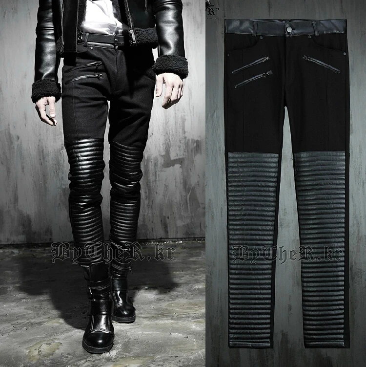 

27-46 2024 Dj British Men's Casual Stitching Star With The Influx Of Korean Slim Pants Stage Singer Costumes Nightclubs Trousers