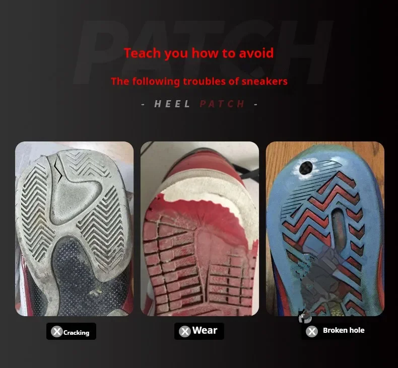 AJ1 Schuhsohlen-Reparaturzuschuss Rutschfeste, verschleißfeste, selbstklebende, dicke Schuhaufkleber, Fersenaufkleber für Sportschuhe, 2 Stück/4 Stück – Detail 2