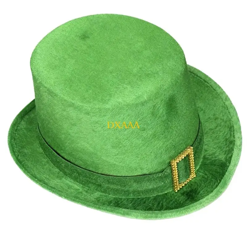 DXAA Cappello a cilindro verde Cosplay Cappello Homburg per uomo Donna Puntelli da indossare per le vacanze irlandesi