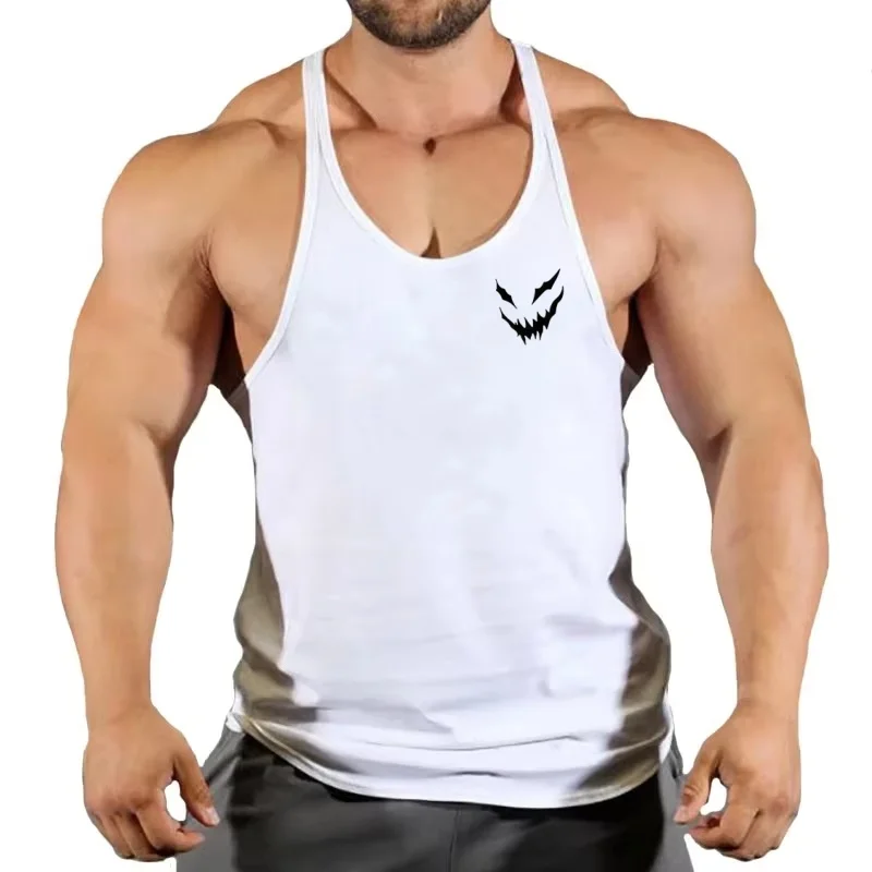Men's Vintage Workout Vest Cotton Gym Tank Top Quick-Dry Bodybuilding Sleeveless Weightlifting Y-Back Athletic Fitness Vest