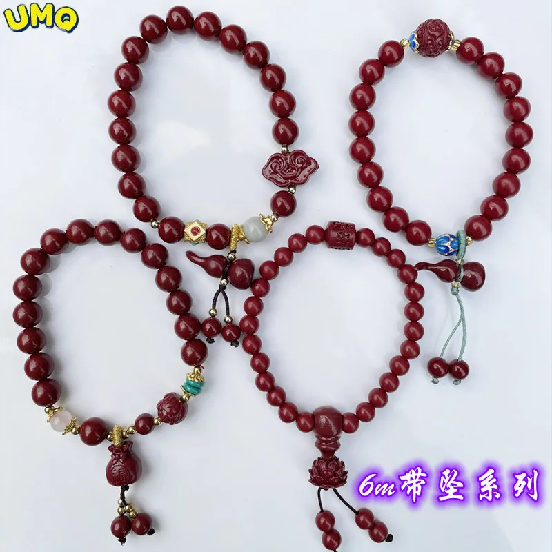 

New Cinnabar Bracelet 6m Purple Gold Sand with High Content of Buddha Beads and Pixiu Hand Strings Fu Brand Nafu Native Life Orn