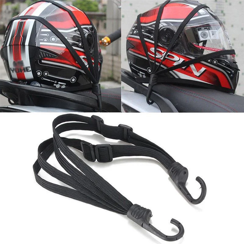 High-Strength Elastic Motorcycle Luggage Strap 60cm Universal Retractable Helmet Gear Fixed Rope Protective Net With Buckle
