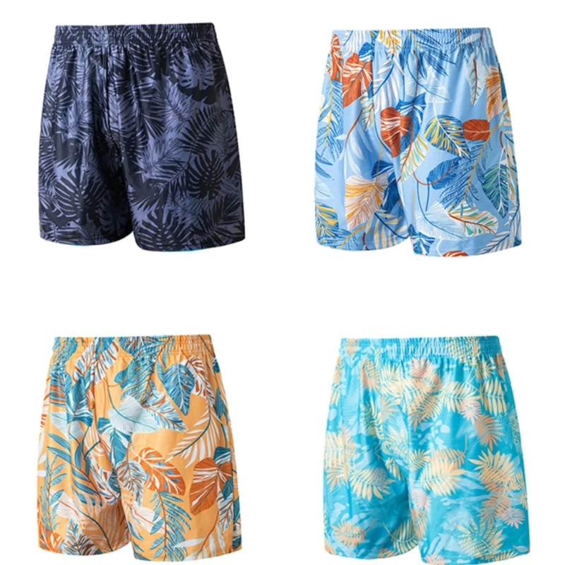 

Man Flower Print Beach Shorts Quick Drying Swim Shorts Male Loose Swim Trunks