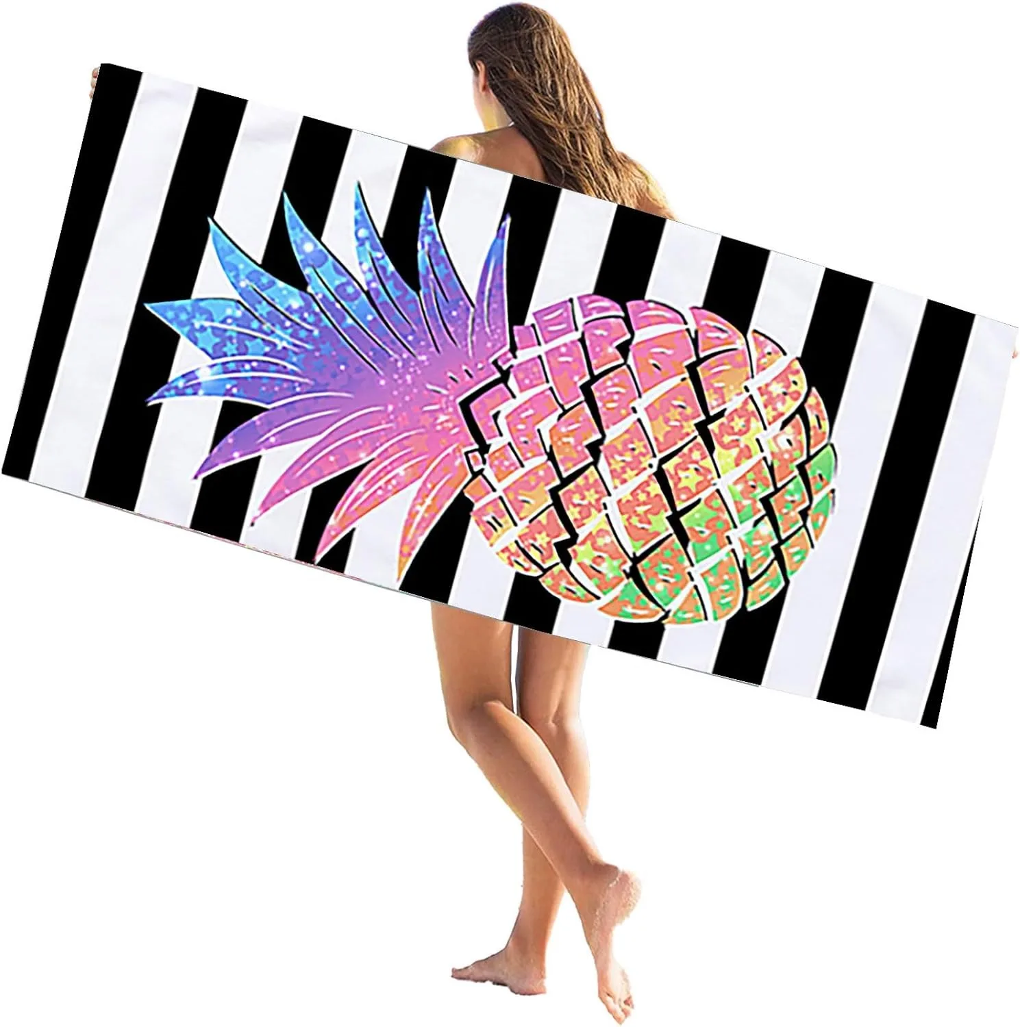 

Pineapple arts Beach Towel for Family stuffs friends Gifts Quick-Dry Sand free For Bath Yoga Tourism Beach GYM Camping Swimming