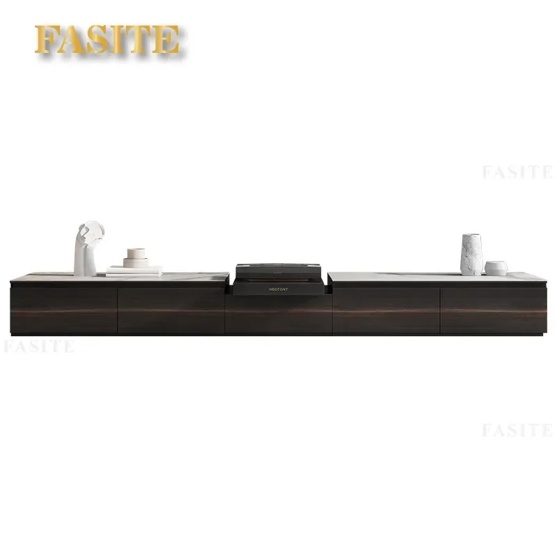 For Italian Minimalist TV Cabinet Rock Slab Solid Wood Intelligent Electric Telescopic Table Projector Special Stand