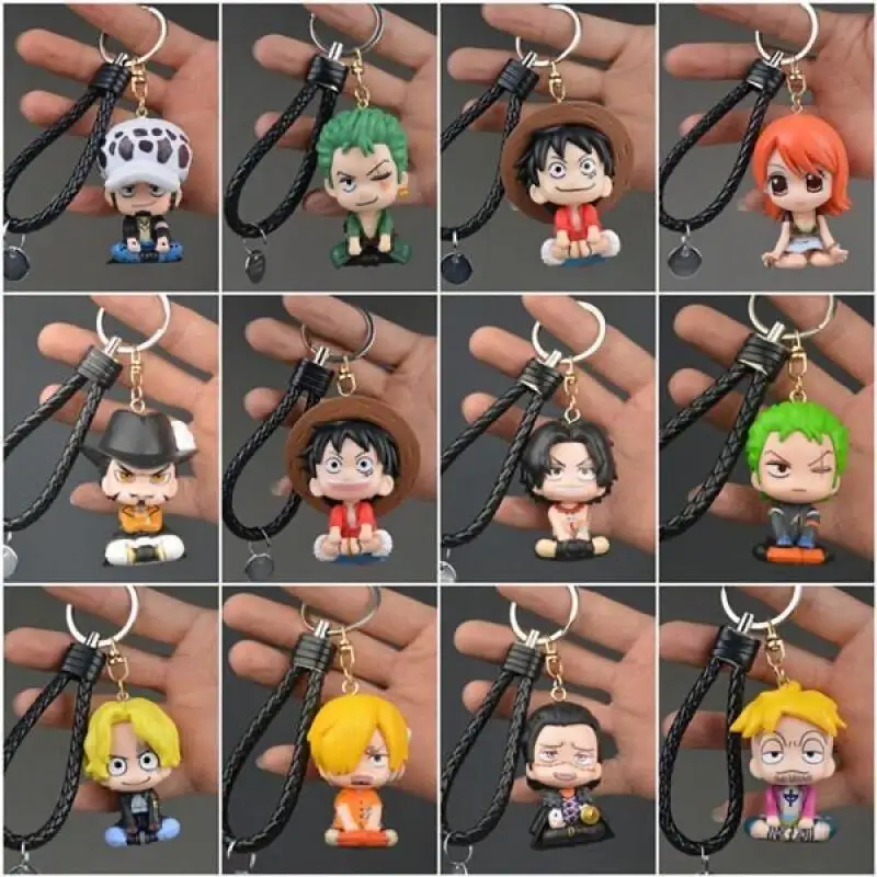 Llavero de Anime One Piece, Monkey D. Luffy, Roronoa Zoro, Material de Resina, Colgante Decorativo para Mochila, Regalo de Cumpleaños, Souvenir