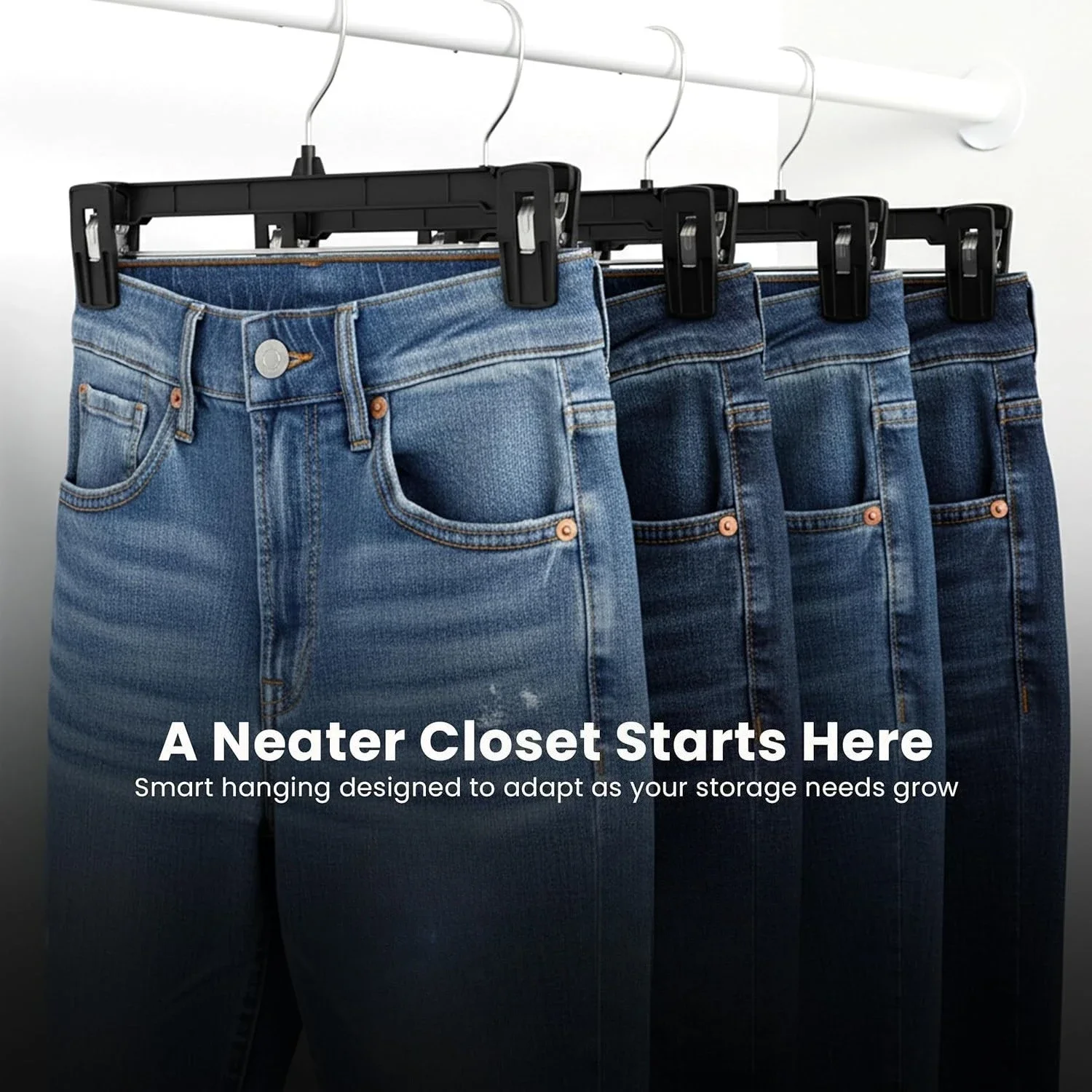 12 Inch Pants Hanger Slim Plastic Clothes Hangers with Clip for Skirt Shorts Trousers Non-slip Closet Organizer with Swivel Hook