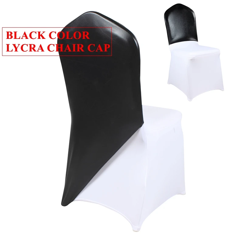 Black Color Mettalic Bronzing Spandex Chair Cap Cover Lycra Stretch Chair Covers Hood For Wedding Event Decoration