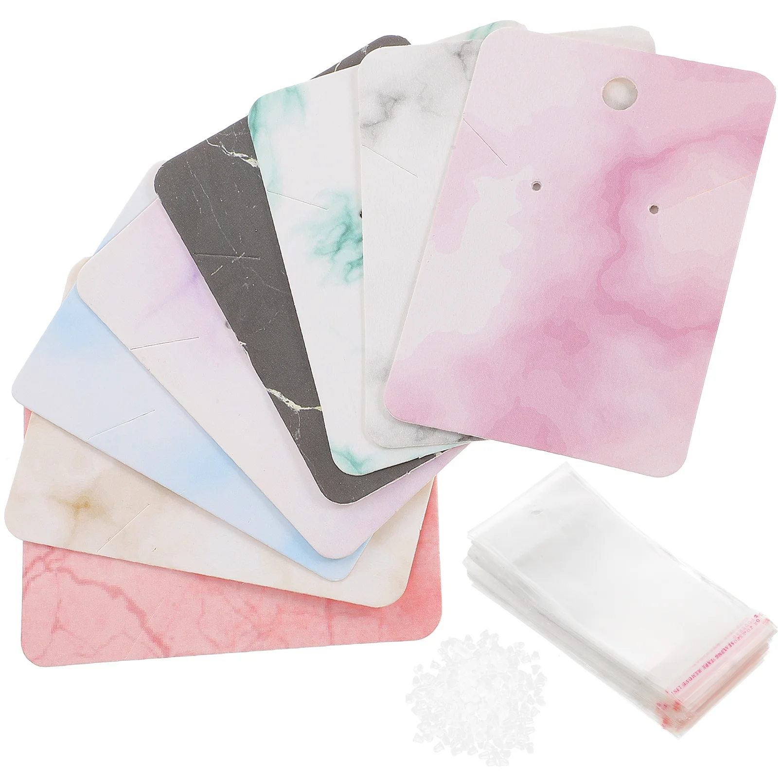 مجموعة واحدة من بطاقات عرض المجوهرات، مجموعة من بطاقات القرط بنمط رخامي متضمنة لقلائد الأذن، منظم حامل تغليف الهدايا #4