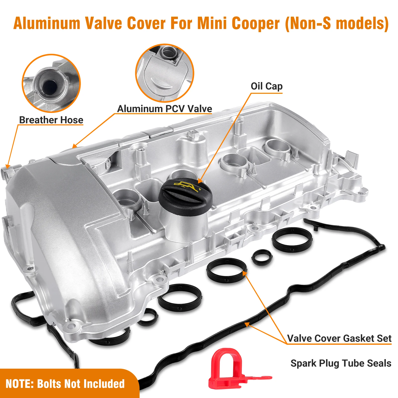 Aluminum Engine Valve Cover Kit 11127646554 11127553799 For MINI R55 R56 R60 N12 N16 1.6L Peugeot Citroen EP6 With Gasket Parts