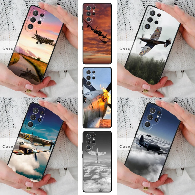 Spitfires Military Plane TPU Phone Case for Samsung Galaxy S26 S25 S24 S23 S22 S21 S20 Note10 Plus FE Ultra Cover