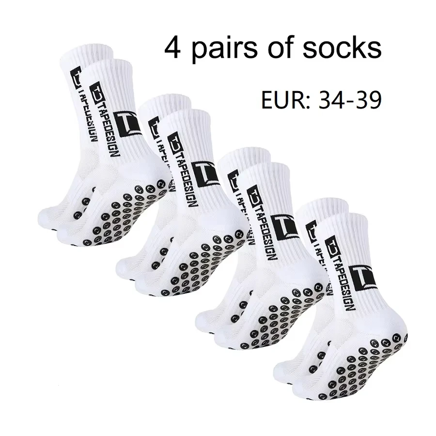1/4/6 parirs of size 36-40 Children's and Women TC mid tube glued football non slip socks for sports training and competition